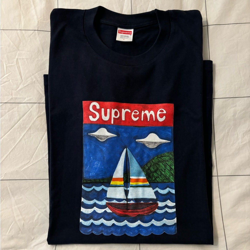 Supreme Sailboat Tee Navy Size Large